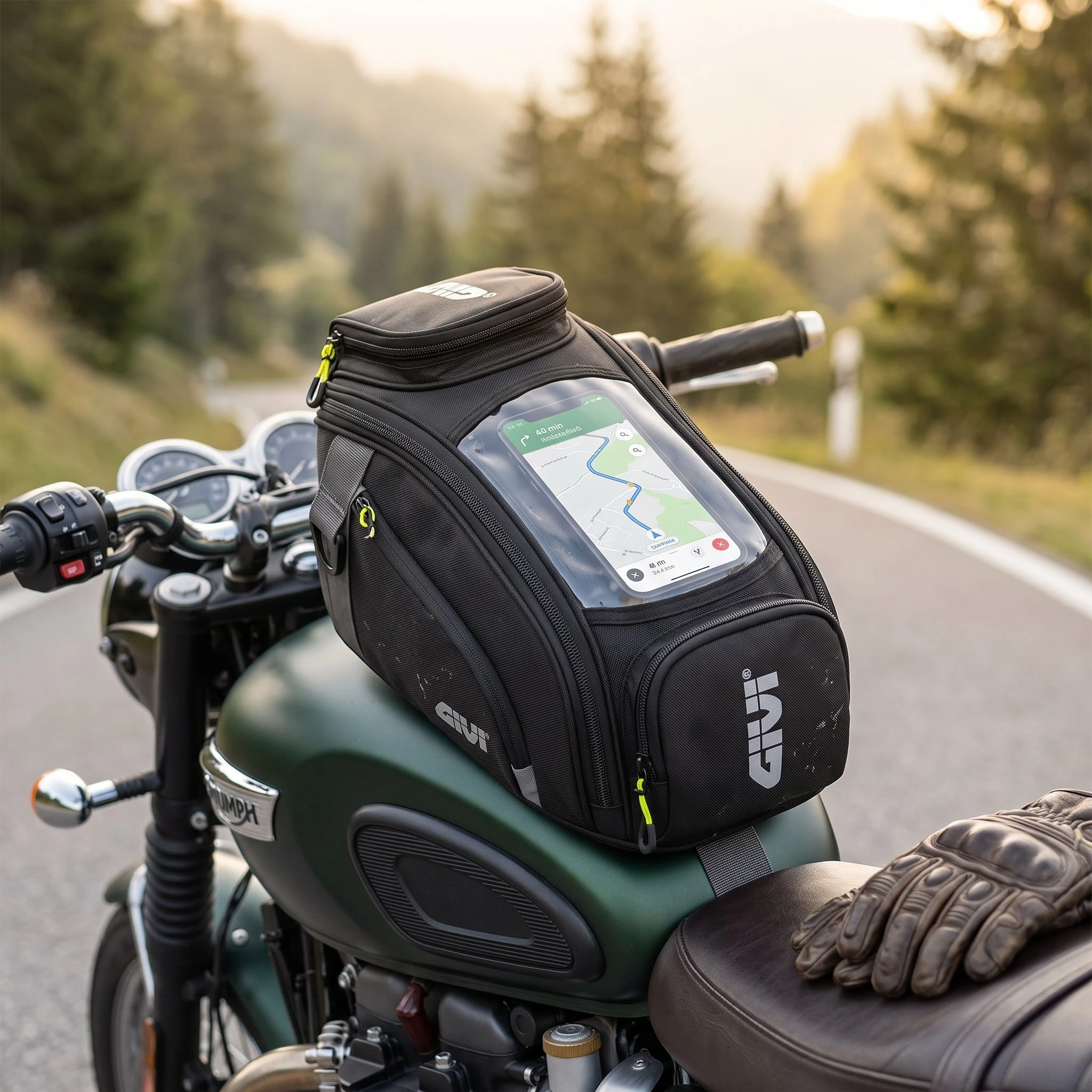 Motorcycle Tank Bag Compact Magnetic And Strap-On Tank Pack With Transparent Mobile Pocket - Image 3