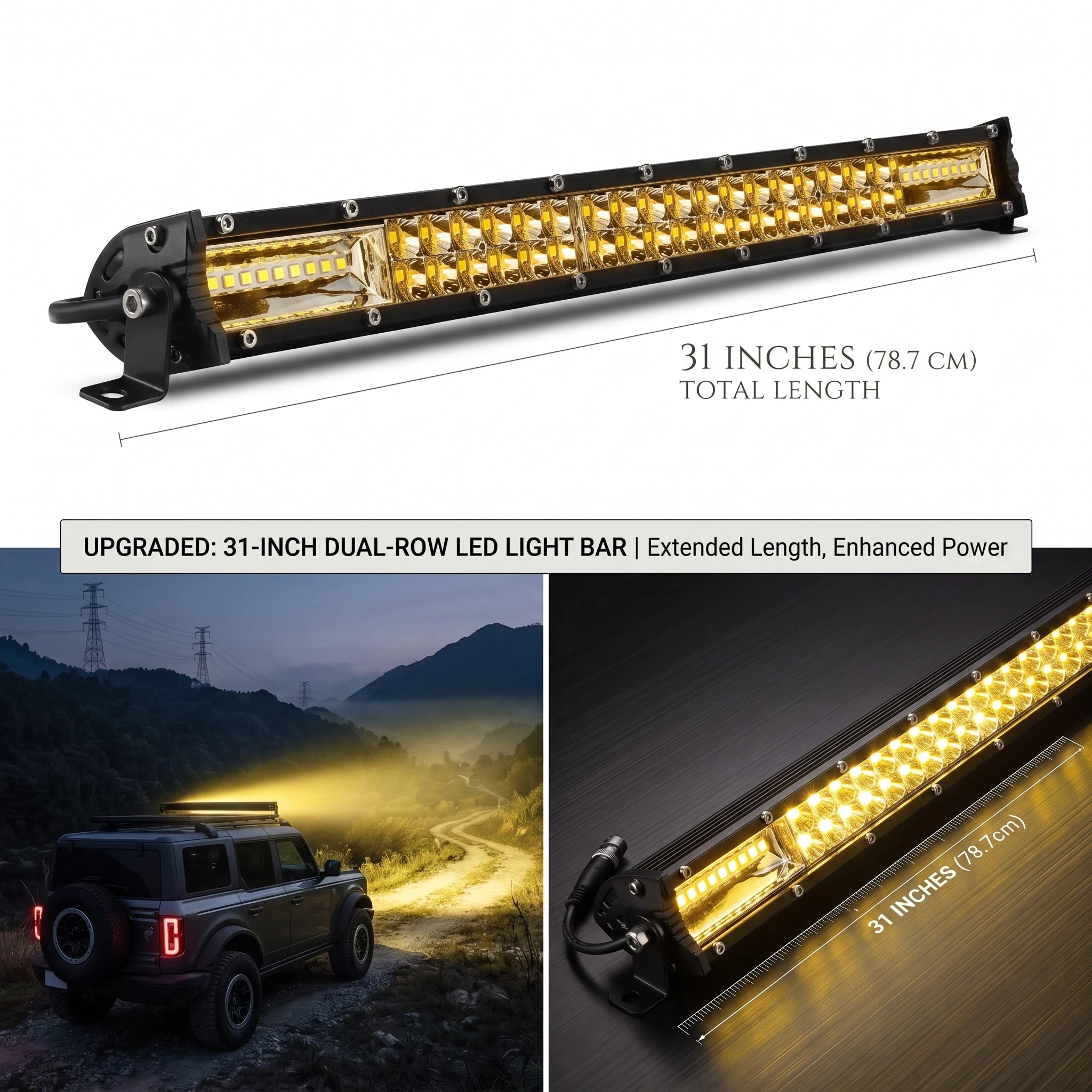 Dual Color Bar Light Tri-Row Slim 31 Inch 300 Watt - Image 2